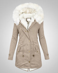 Nele | Damen Gefütterte Winter Parka Jacke - Khaki