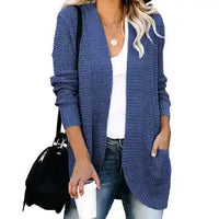 HANAE –  Long-cardigan mit retro-flair - Jeansblau