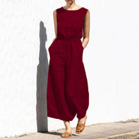 Gerader Jumpsuit mit Falten am Revers ohne Gürtel - Nora - Weinrot
