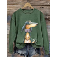 Damen Sweatshirt mit Rundhalsausschnitt und langen Ärmeln - Dunkelgrün A
