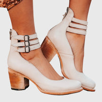 Nina - Damen Elegante Pumps mit Blockabsatz und Komfortpolsterung - Weiß