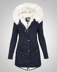 Nele | Damen Gefütterte Winter Parka Jacke - Marineblau