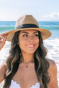 Klassischer Stroh-Panama-Fedora-Hut - Khaki