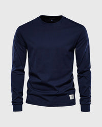 Eric | Herren Casual Slim Fit Langarm T-Shirt - Marineblau