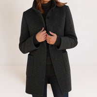 Victoria | Damenjacke mit hohem Kragen luxuriös - Schwarz