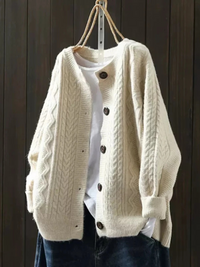 THE LORENZA | STRICKJACKE MIT ZOPFMUSTER - Beige