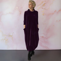 Anja™ | Samtiges elegantes Maxikleid - Violett