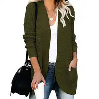 HANAE –  Long-cardigan mit retro-flair - Armeegrün