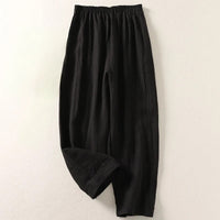 Amalia | Leichte Sommerhose aus Baumwolle & Leinen - Schwarz