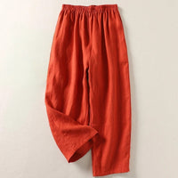 Amalia | Leichte Sommerhose aus Baumwolle & Leinen - Orange