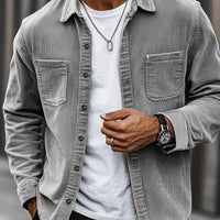 Bryce | Herren Langarm-Overshirt mit Taschen und Knöpfen - Grau
