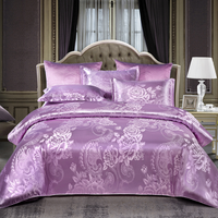Bettwäsche Satin Luxus Blumenmuster Set - Sophie Garden – Flieder