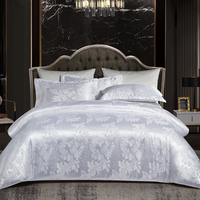 Bettwäsche Satin Luxus Blumenmuster Set - Große Zeremonie – Weiß