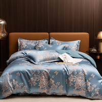 Bettwäsche Satin Luxus Blumenmuster Set - Pariser Nacht