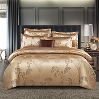 Bettwäsche Satin Luxus Blumenmuster Set - Genieße das Leben – Goldene Orchidee