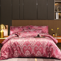 Bettwäsche Satin Luxus Blumenmuster Set - Loloco – Goldrot