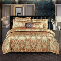 Bettwäsche Satin Luxus Blumenmuster Set - Mousse Love – Goldener Kaffee