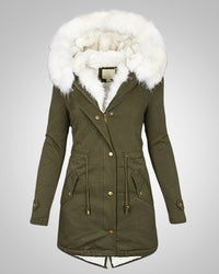 Nele | Damen Gefütterte Winter Parka Jacke - Grün
