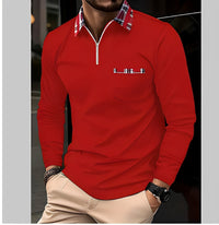 Florent - Herren-Langarm-Polo mit Zipper - Rot