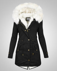 Nele | Damen Gefütterte Winter Parka Jacke - Schwarz