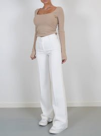 Britta | Damen Gerades Bein Chino Hose – Straight Leg Chino Damen Alltag 2026 - Weiß