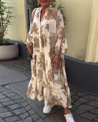 Ophelia - Langes Fließendes Kleid - Khaki