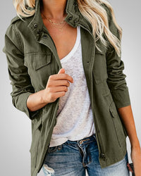 Adeline | Damen Lässiger Herbstjacke mit Taschen - Grün