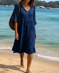 Lorraine - Schickes Midikleid mit V-Ausschnitt - Marineblau