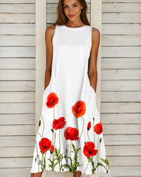 Denique - Vintage-inspiriertes Midikleid - Rot