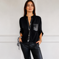 Chalise - Elegante Bluse mit Knöpfen - Schwarz