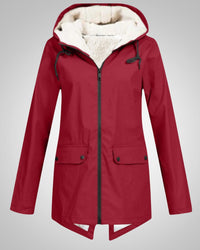 Melanie | Damen Gefütterte Reißverschluss Regenjacke - Rot