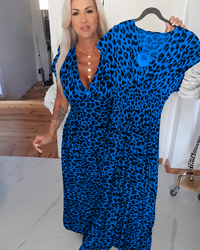 Dyshelle - Stilvolles Boho-Kleid mit V-Ausschnitt - Blau