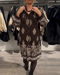 Ilse | Vintage-inspiriertes Kleid mit Knopfleiste - Kaffee