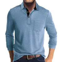 Marty - Komfortables Herren-Poloshirt mit langen Ärmeln - Hellblau
