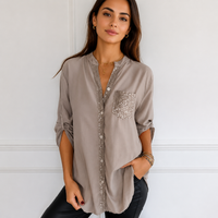 Chalise - Elegante Bluse mit Knöpfen - Khaki