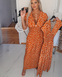 Dyshelle - Stilvolles Boho-Kleid mit V-Ausschnitt - Orange