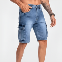 Herren Shorts aus Denim mit Cargo-Muster - Denim-Blau