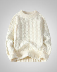 Julian | Herren Casual Winter Zopfstrickpullover - Weiß