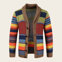 James | Herren gestreifter Cardigan mit Knöpfen - Orange