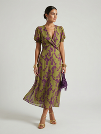 Virel | Damen Entspanntes Florales Midikleid – Relaxed Floral Midi Kleid - Blumenmuster