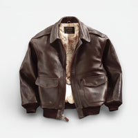 Elias | Herren Vintage Oversized Glänzender Lederjacke - Dunkelbraun