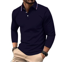 Rafael | Premium Polo Herren stilvoll mit kontrastierendem Kragen - Marineblau