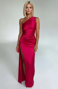 Grace | Damen Satin Maxikleid – Anmutiges Luxuriöses Satin Maxi - Red