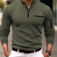 David | Modernes Herren Shirt mit Zip Detail - Dunkelgrün
