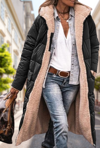 Sophie | Damen Gepolsterte Kapuze Herbstjacke - Schwarz