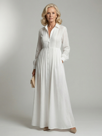 Lioren | Damen Weiches Fließendes Maxikleid – Soft Flow Maxi Kleid - Weiß