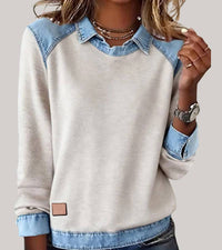 Ravit - Denim Strickoberteil Mit Langen Ärmeln - Beige