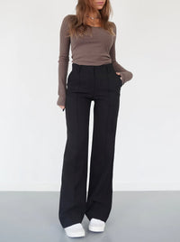 Britta | Damen Gerades Bein Chino Hose – Straight Leg Chino Damen Alltag 2026 - Schwarz