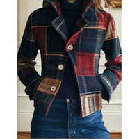 Lea | Stilvolle Wolljacke Damen kariert zeitlos - Mehrfarbig
