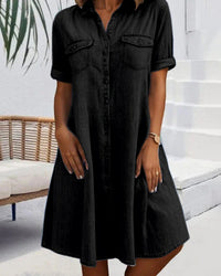 Sandra | Damen Luftiges Sommerkleid – Frisches Entspanntes Sommerkleid - Black